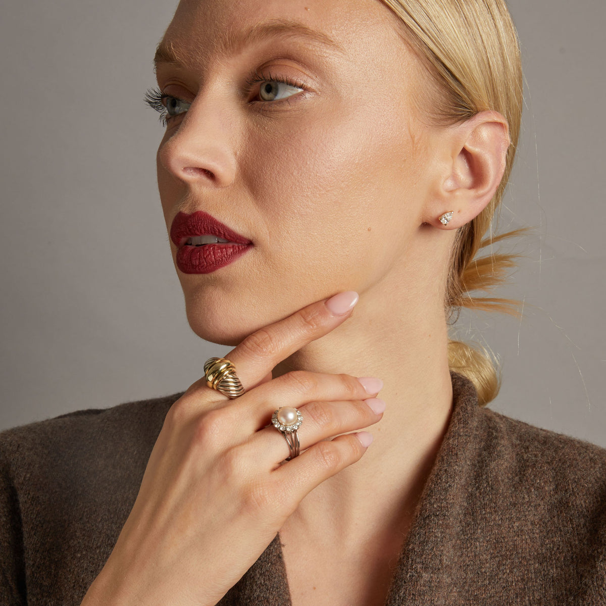 Vintage Estate Diamond and Pearl Ring