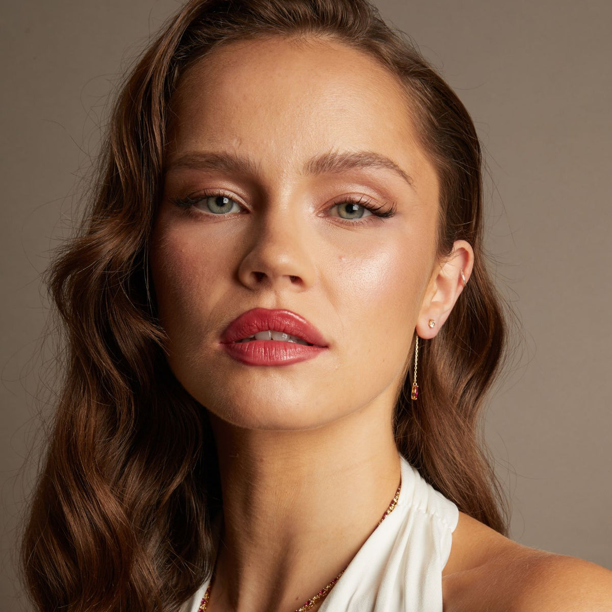 Aurate x Marilyn Monroe: Lab Grown Red Marquise Earring Threader