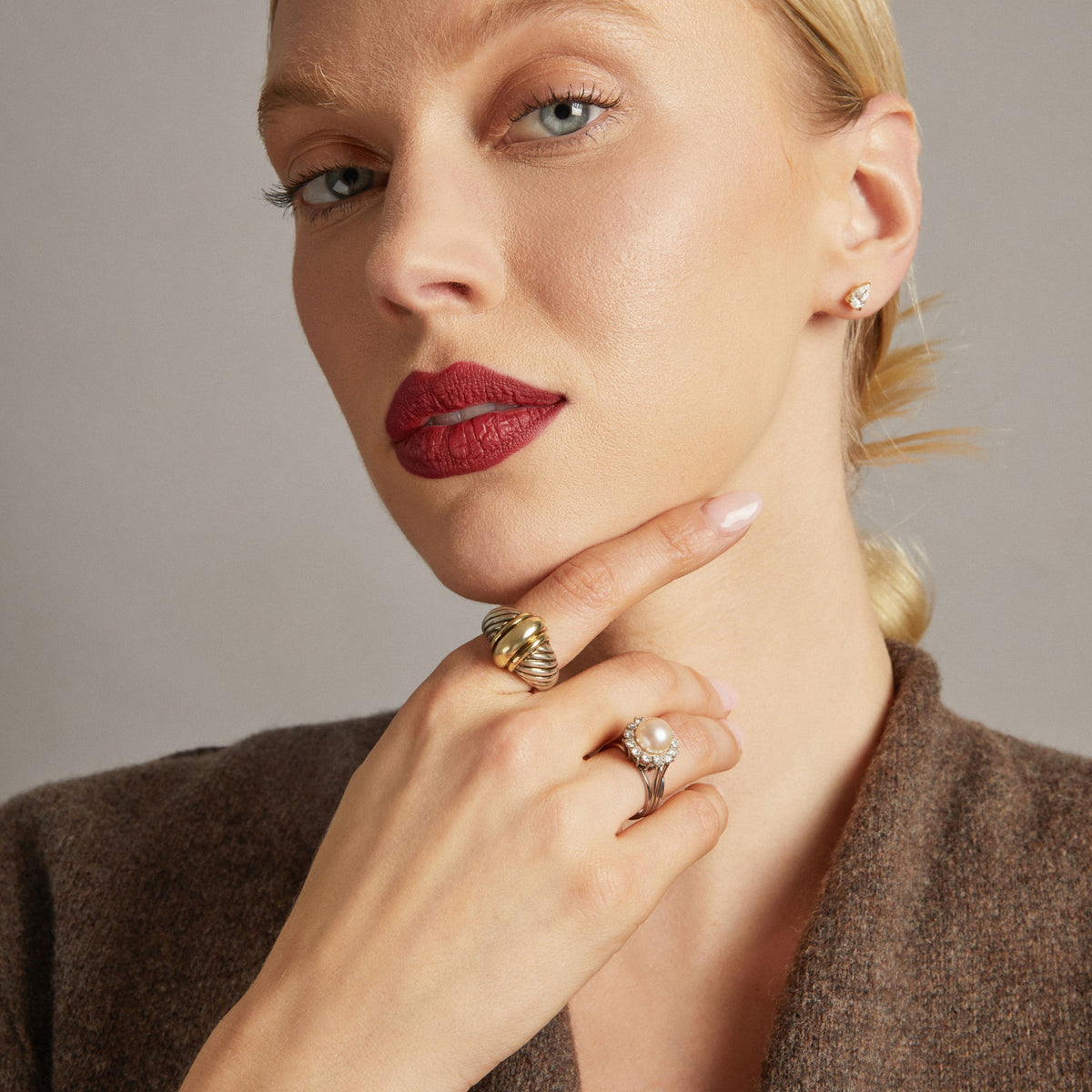 Vintage Estate Diamond and Pearl Ring