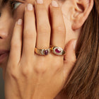 Vintage Red Ruby and Diamond Signet Ring