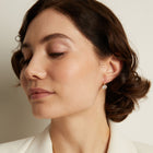 Oval Lab Grown White Sapphire Bezel Drop Earrings
