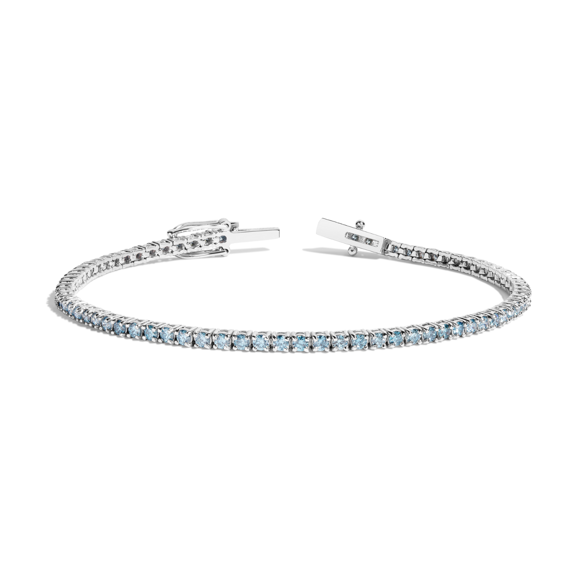 Lab Grown Blue Diamond Tennis Bracelet Silver 14k 6in 6.5in 7in White Gold First