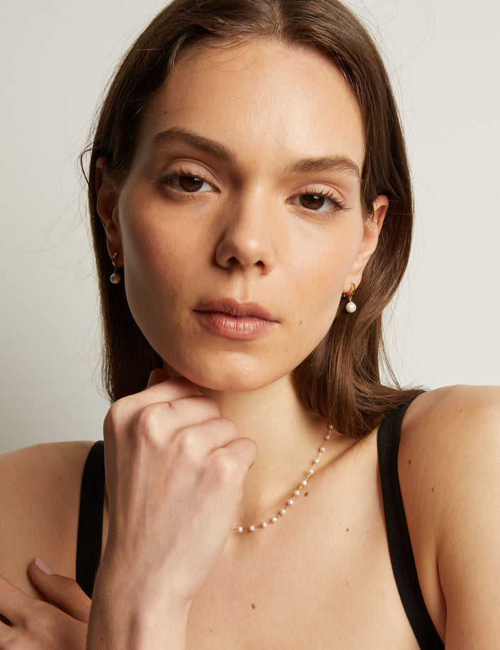 Unbreakable Pearl Huggie Earrings