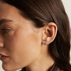 Double Bezel Marquise Lab Grown White Sapphire Stud Earrings