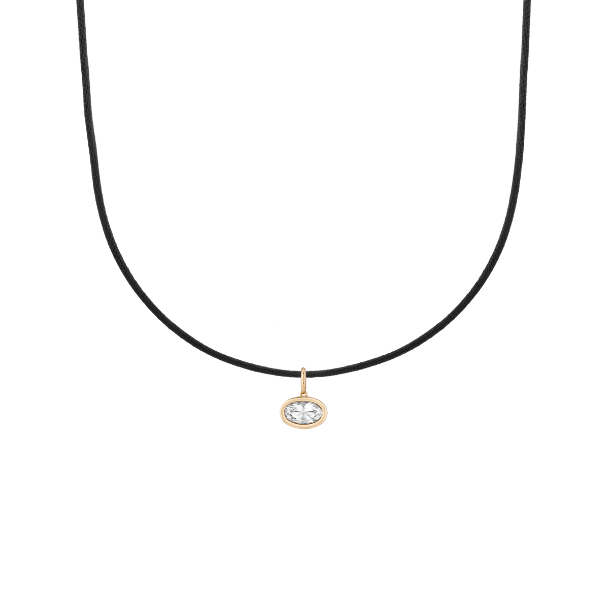 Cord Charm Necklace Set Black Oval