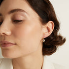 Round Lab Grown White Sapphire Bezel Drop Earrings
