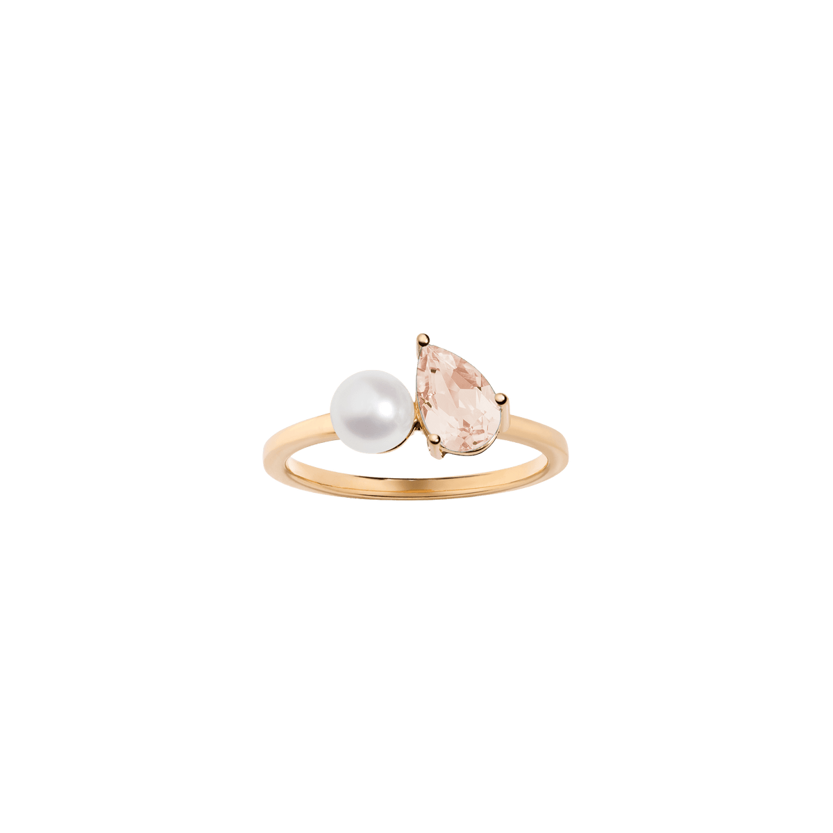 Pearl Toi et Moi Ring  - Pink Morganite Vermeil Yellow Gold First