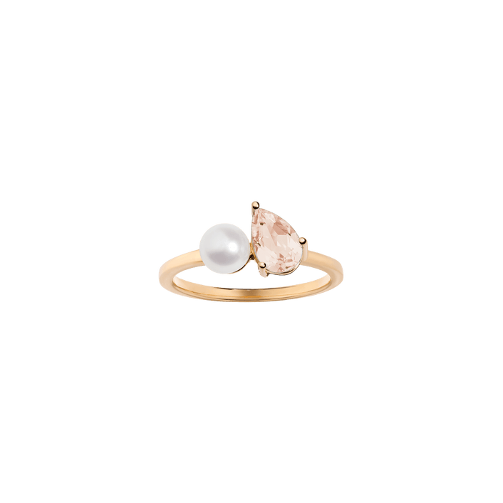Pearl Toi et Moi Ring  - Pink Morganite Vermeil Yellow Gold First