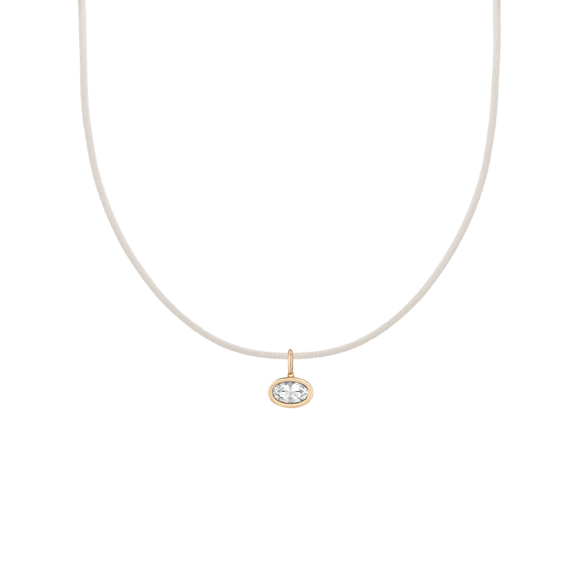 Cord Charm Necklace Set Grey Oval