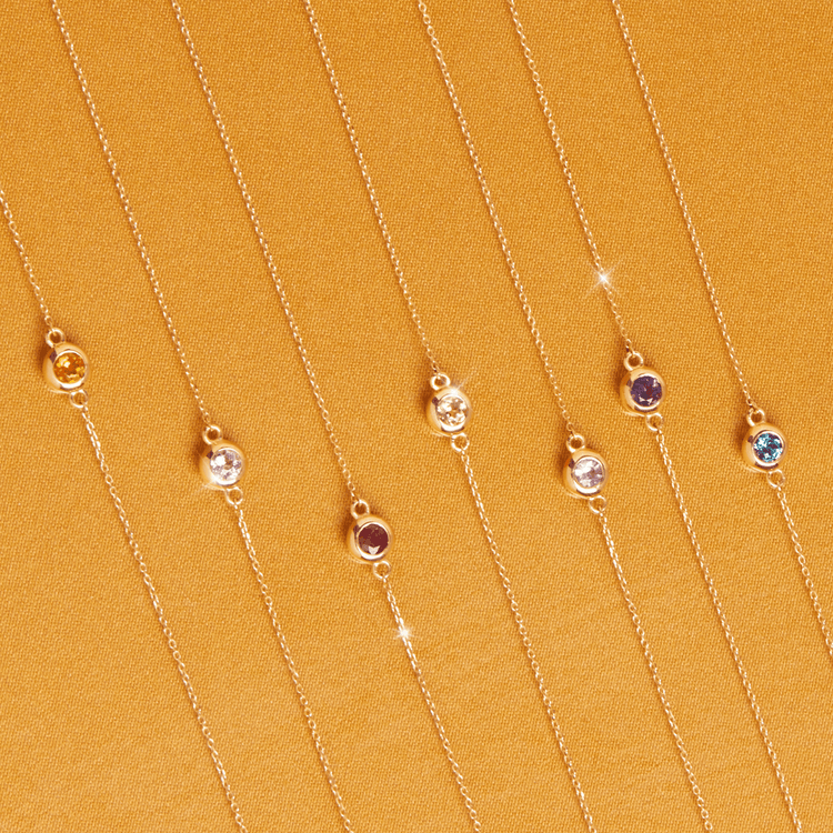 Birthstone Anklet in Yellow, Rose or White Gold