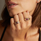 Vintage Red Ruby and Diamond Signet Ring