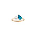 Pearl Toi et Moi Ring - London Blue Topaz