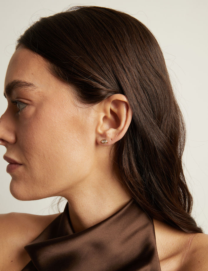 Double Bezel Marquise Lab Grown White Sapphire Stud Earrings