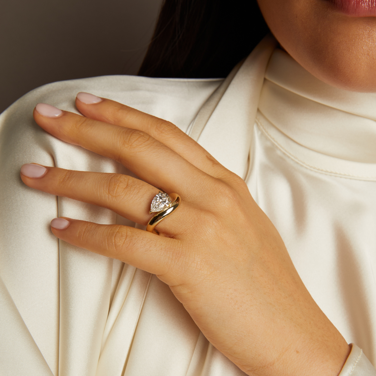 2ct Pear Lab Grown Diamond Floating Ring