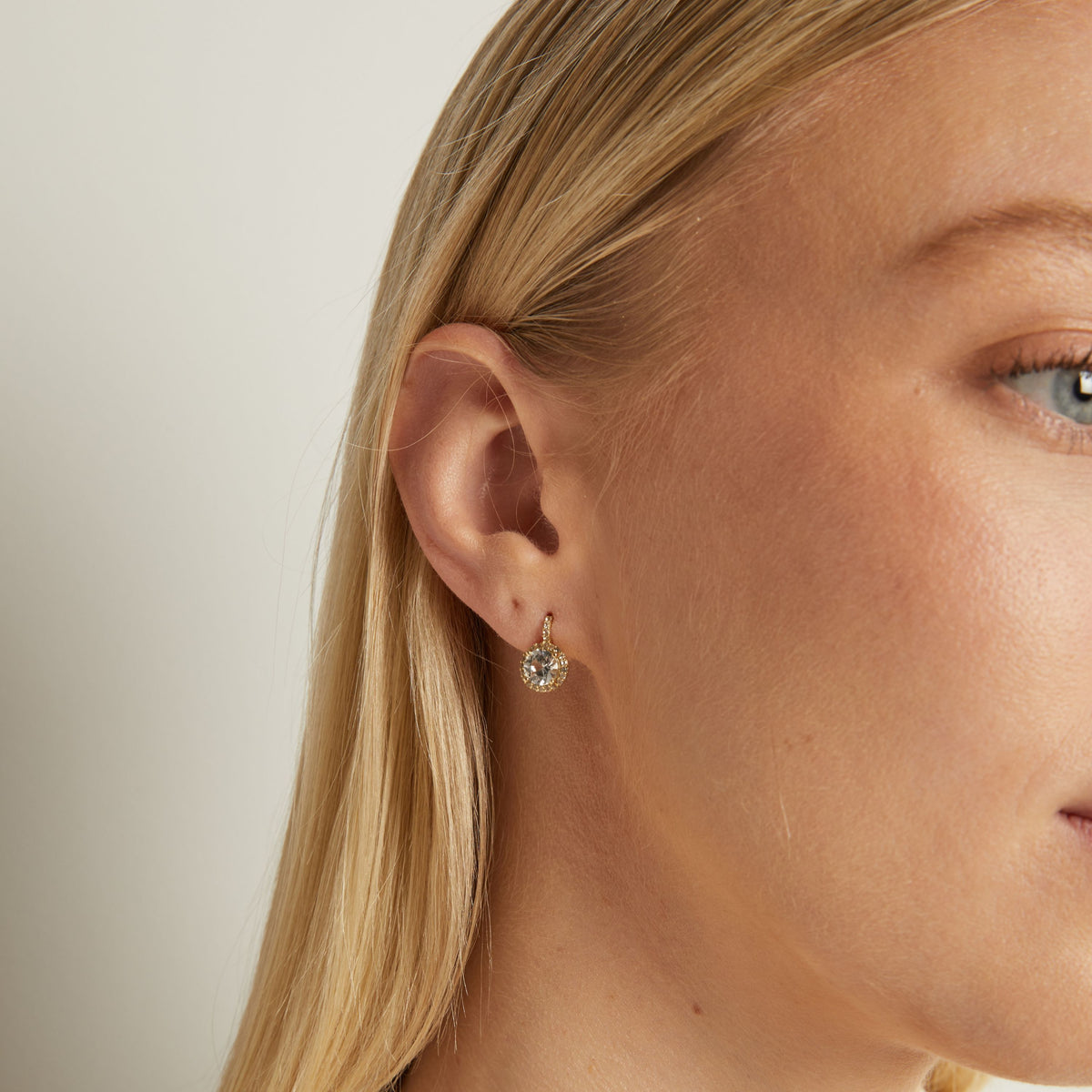 Lab Grown White Sapphire Edwardian Earrings