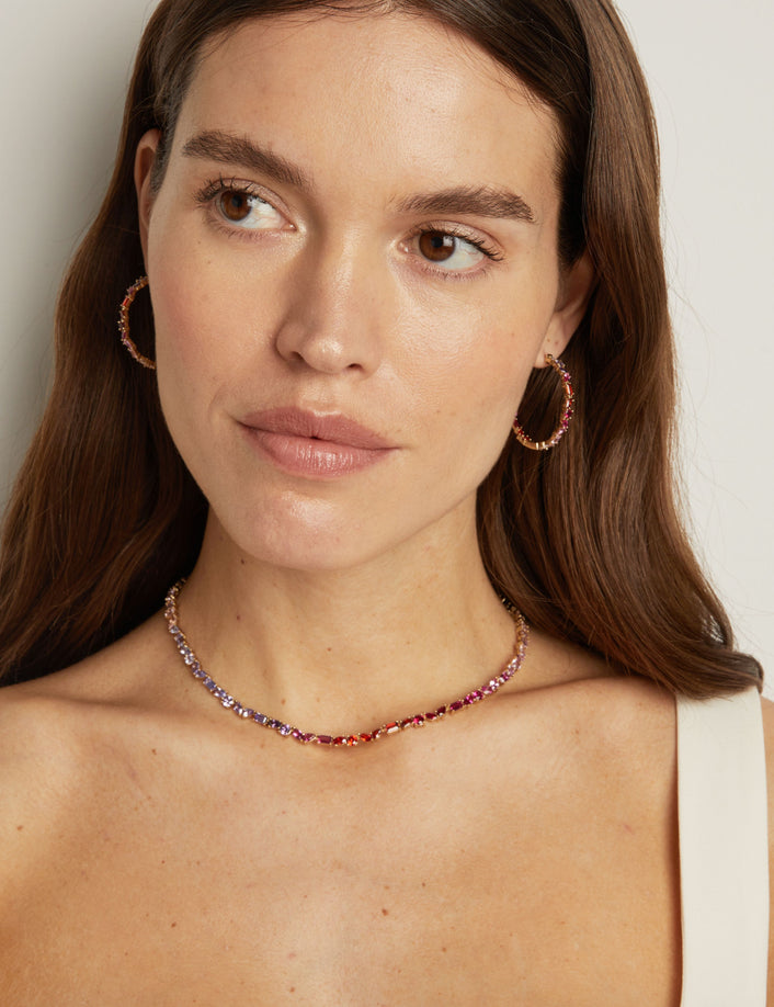 Pink Ombré Mixed Shape Tennis Necklace