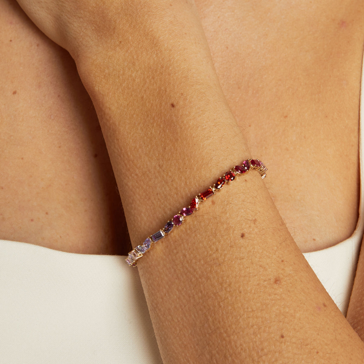 Pink Ombré Mixed Shape Tennis Bracelet