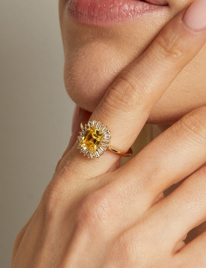 Lab Grown Yellow Canary Alexandra Ring