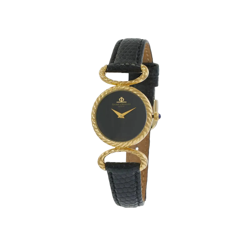 Vintage Baume & Mercier Leather Watch 18k Yellow Gold First