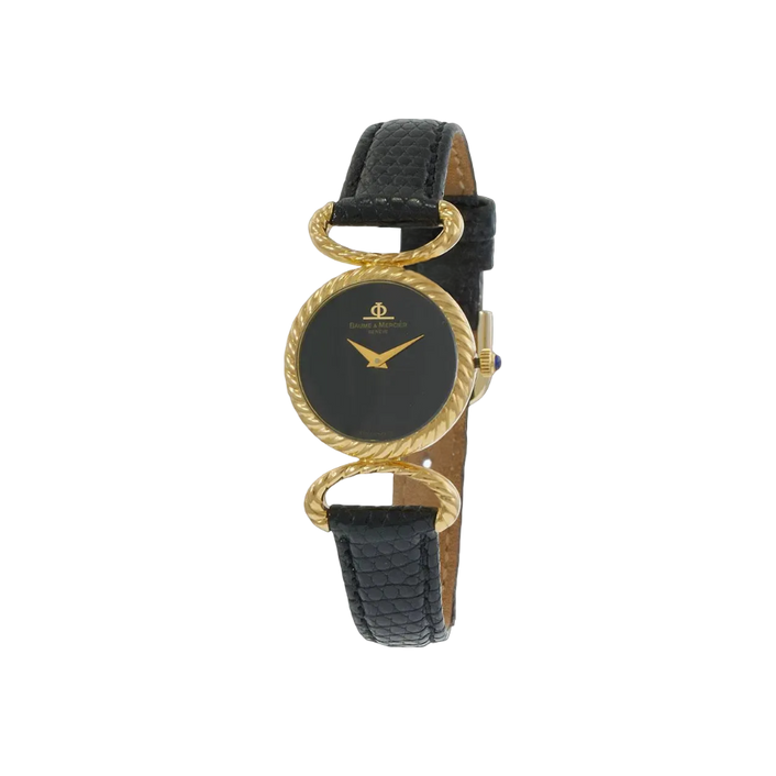 Vintage Baume & Mercier Leather Watch 18k Yellow Gold First