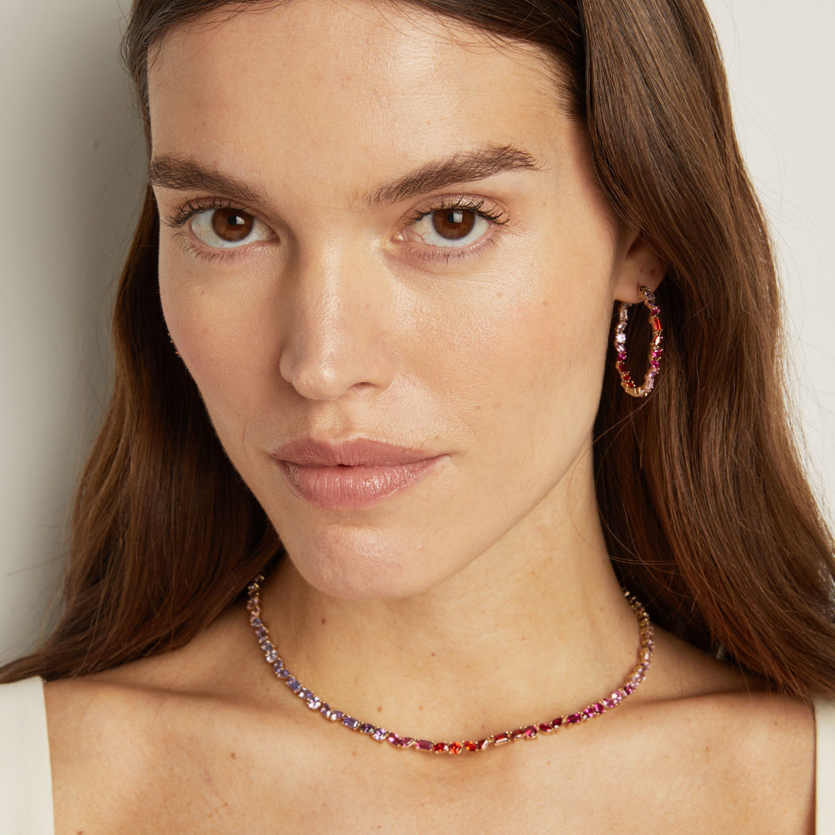 Pink Ombré Mixed Shape Hoop Earrings