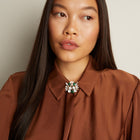 Lab Grown Green Emerald Teardrop Brooch