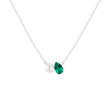 Pearl Toi et Moi Necklace Vermeil 14k 18k White Gold Green Emerald First