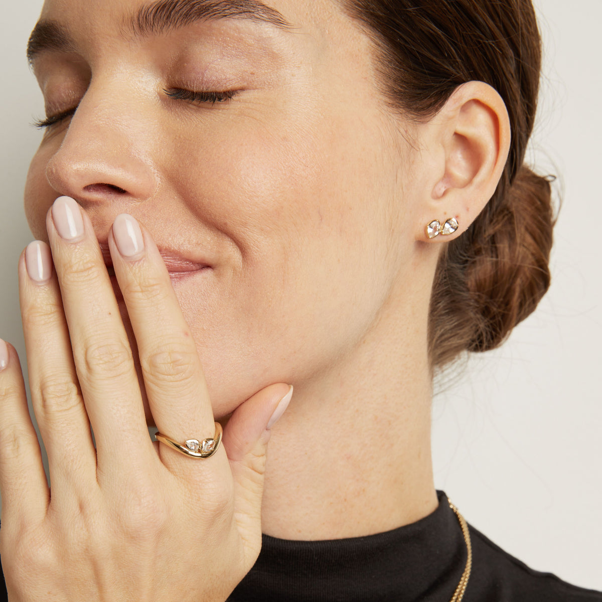 Georgian Toi et Moi Stud Earrings