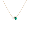Pearl Toi et Moi Necklace - Green Emerald Vermeil Yellow Gold First