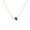 Pearl Toi et Moi Necklace Vermeil 14k 18k Yellow Gold Green Emerald First