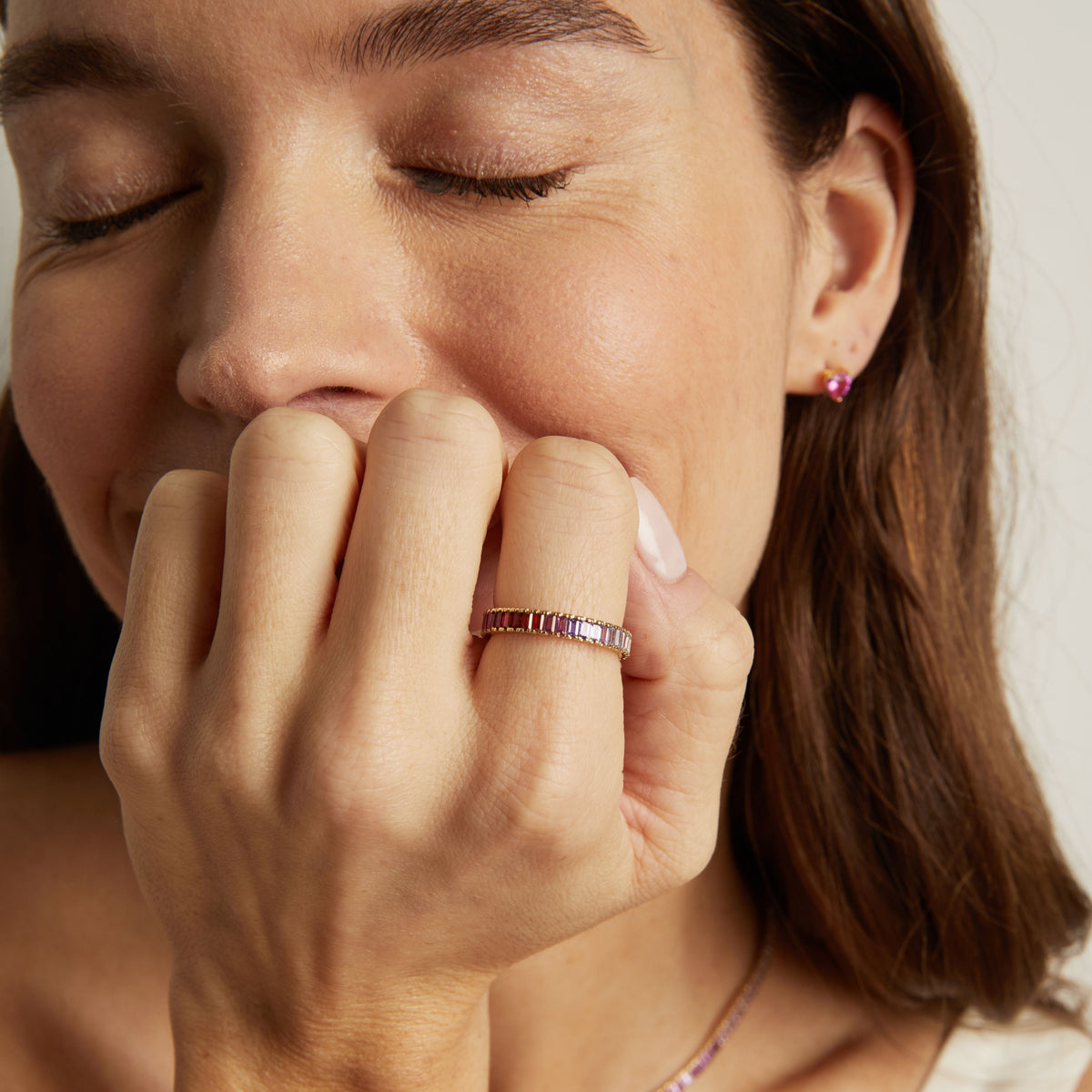 Pink Ombré Baguette Eternity Ring