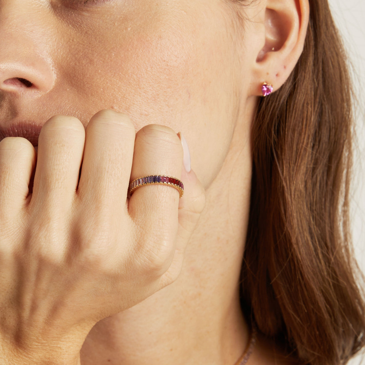 Pink Ombré Baguette Eternity Ring