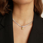 7ct Round Tennis Charm Necklace Set
