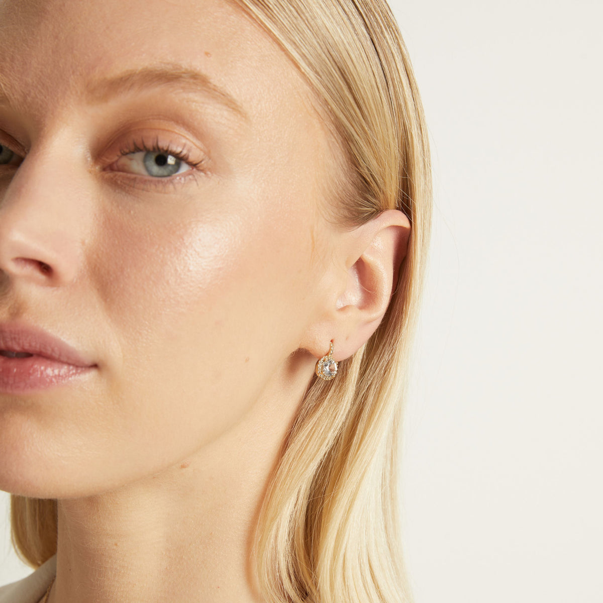 Lab Grown White Sapphire Edwardian Earrings