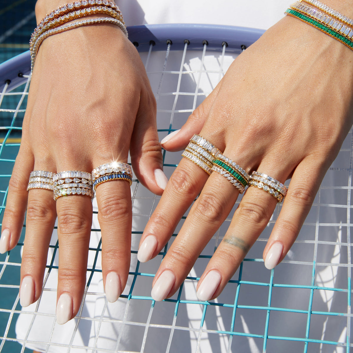 Emerald and diamond eternity band Clearance