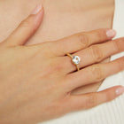 Round Lab Grown White Sapphire Solitaire Pavé Ring