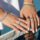 Lab Grown Green Emerald Baguette Eternity Ring