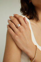 Emerald Gemstone Cocktail Ring - White Sapphire