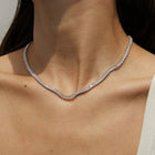 Lab Grown White Sapphire Marquise Tennis Necklace