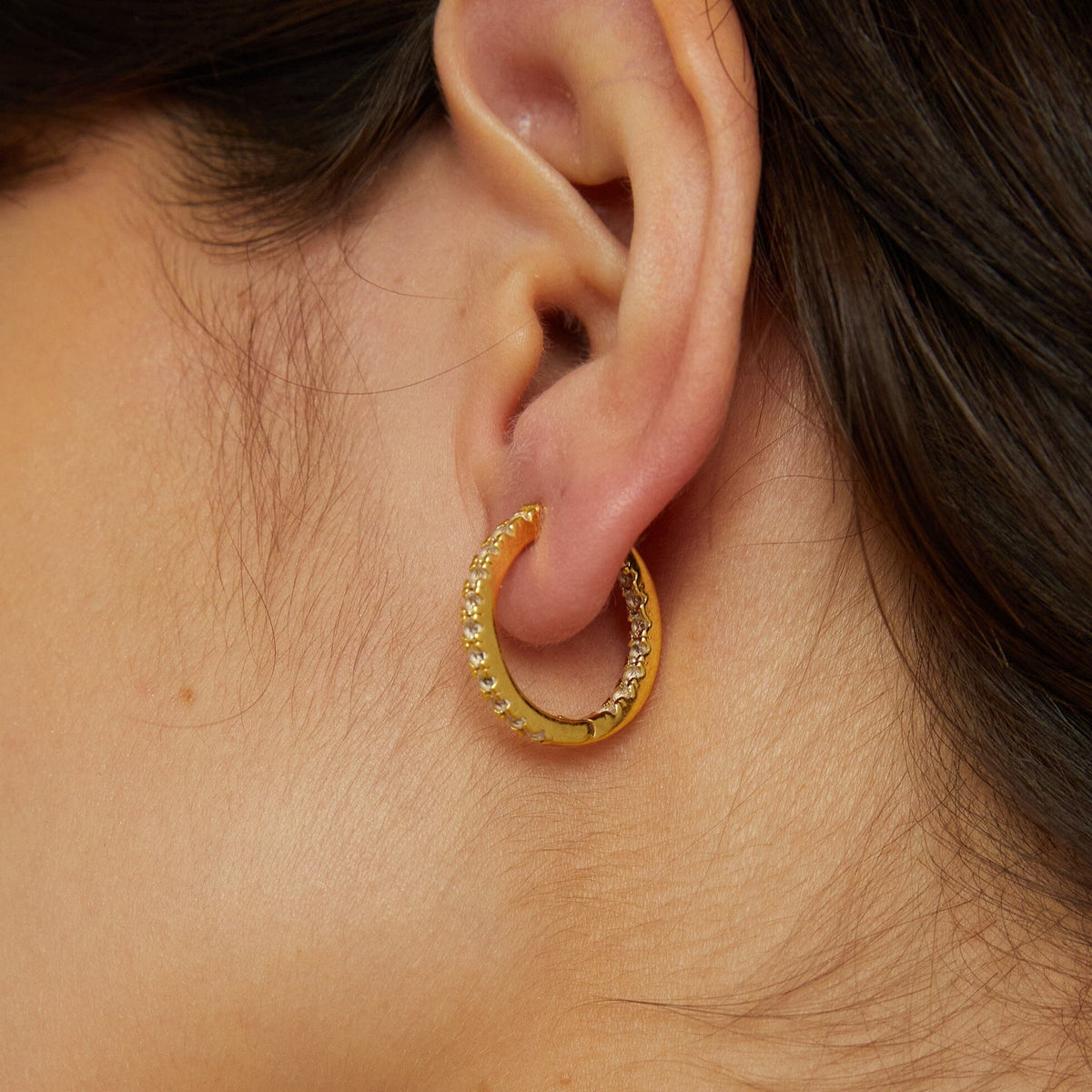 Lab Grown White Sapphire Hoop Earrings