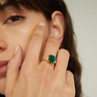 Emerald Gemstone Cocktail Ring - White Sapphire