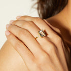Emerald Gemstone Cocktail Ring - White Sapphire