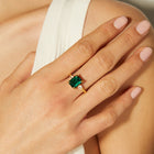 Emerald Gemstone Cocktail Ring - White Sapphire