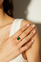 Emerald Gemstone Cocktail Ring - White Sapphire