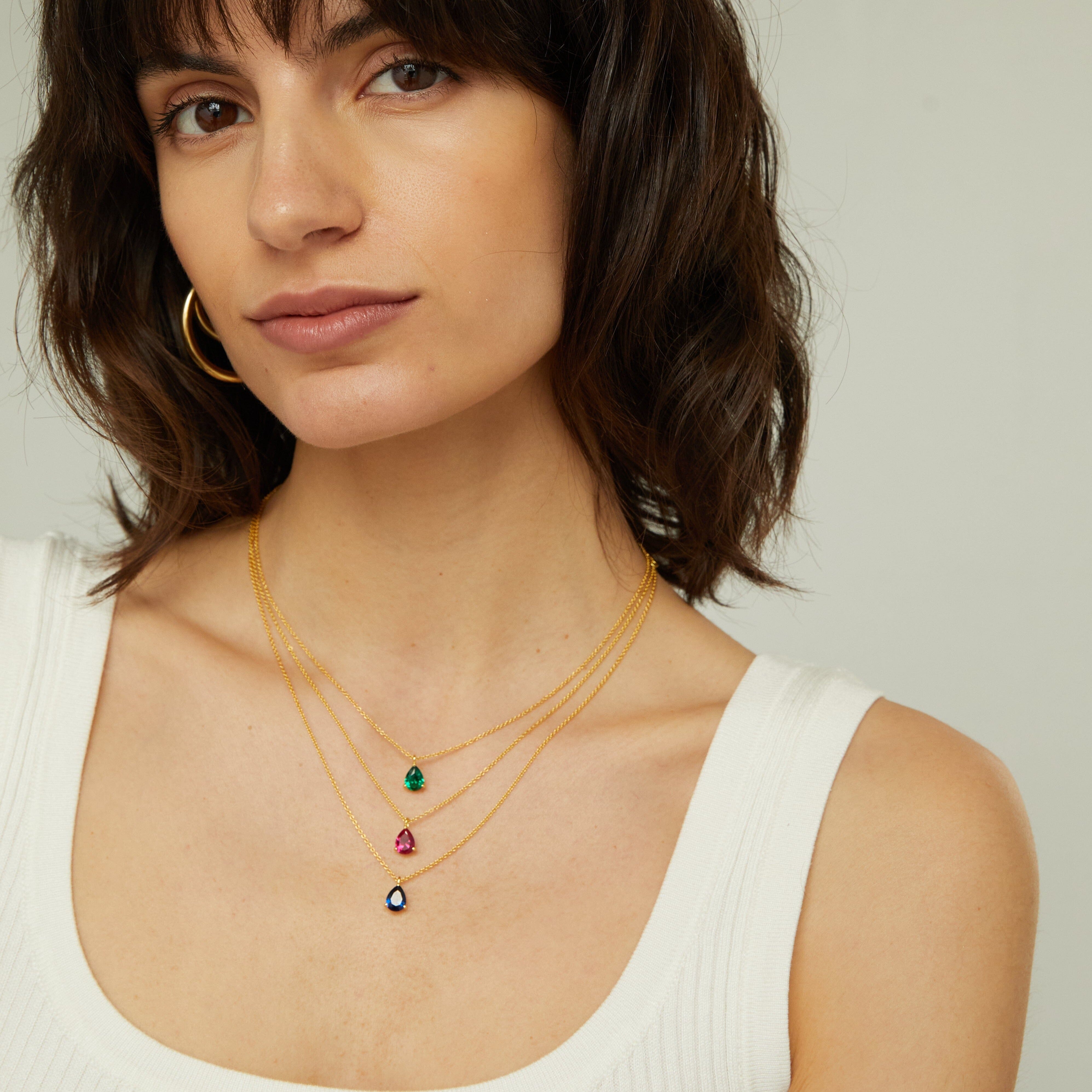 Pear Gemstone Solitaire Necklace