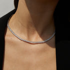 Lab Grown White Sapphire Marquise Tennis Necklace