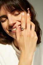 Emerald Gemstone Cocktail Ring - White Sapphire