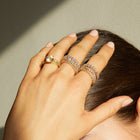 Round Lab Grown White Sapphire Solitaire Pavé Ring