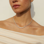 Lab Grown White Sapphire Graduated Modern Tennis Necklace