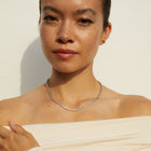 Lab Grown White Sapphire Bezel Tennis Necklace